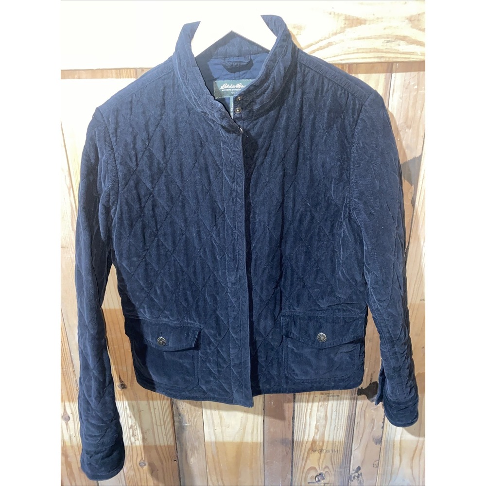 Eddie Bauer 100% Cotton Quilted Corduroy Jacket Womens Mock Neck
